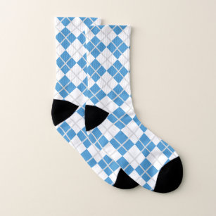 Carolina Blue White and Ash Argyle Socks