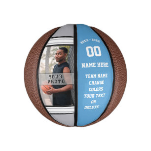 Carolina Blue, White, Grey Custom Mini Basketballs
