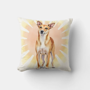 Carolina Dog Watercolor Sunburst Art Throw Pillow