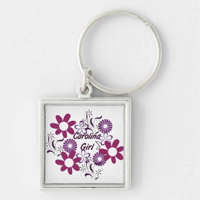 Carolina Girl ~ Purple Flowers Keychain (Front)