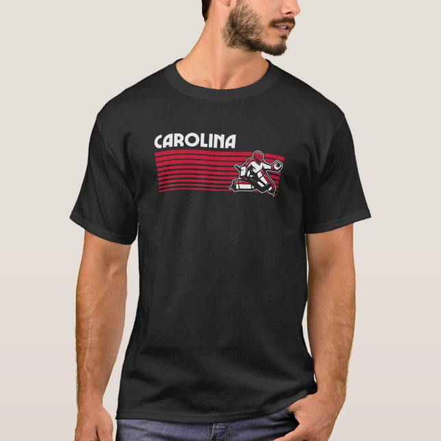 Carolina Hockey Retro Throwback Style T-Shirt (Front)
