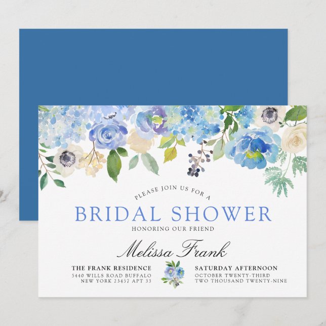 Carolina| Invitation à la douche nuptiale (Devant / Derrière)