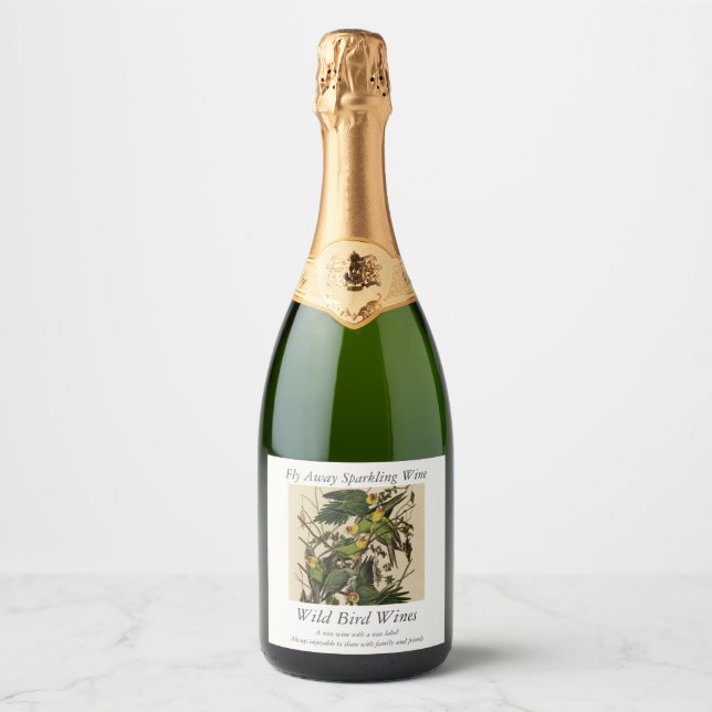 Carolina Parrot from Audubon's Birds of America Sparkling Wine Label (Front)