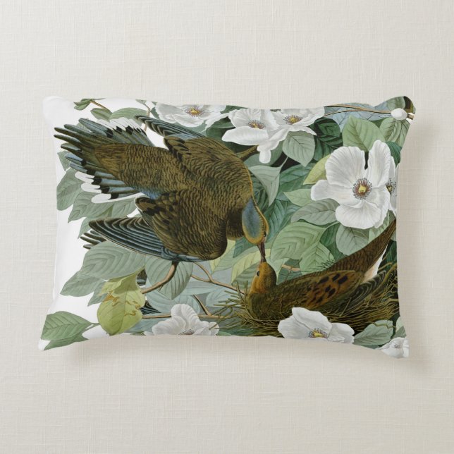 Carolina Pigeon Audubon Morning Dove Bird Decorative Pillow (Back)