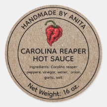 Carolina Reaper Sauce chaude Canne Jar Étiquette K