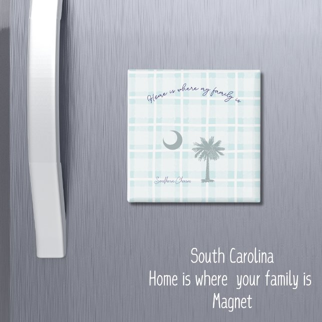 Carolina Sud Plaid Magnet de charme Sud (Home is where my family is 
South Carolina Magnet. )