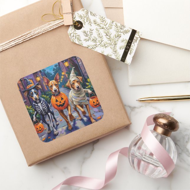 Carolina Trick-or-Treating in Halloween Costume Square Sticker (Gifting)