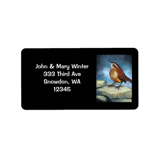 Carolina Wren: ADDRESS LABELS: ORIGINAL ART Label (Front)