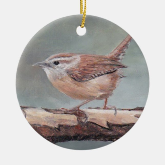 Carolina Wren Oiseau Art Ornement (Devant)