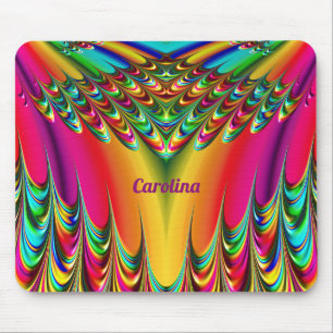 CAROLINA ~ Zany Hot Yellow, Blue, Green and Pink Mouse Pad