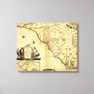 Carolinas with North to the RightPanoramic Map Canvas Print