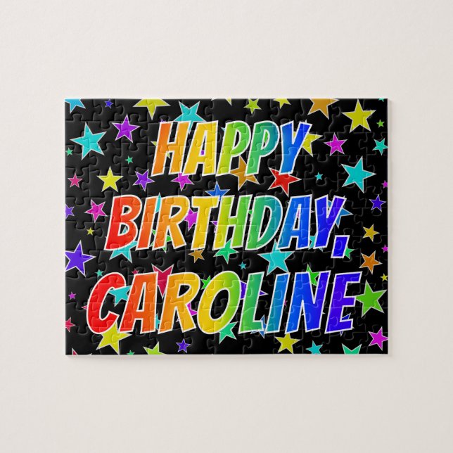 "CAROLINE" First Name, Fun "HAPPY BIRTHDAY" Jigsaw Puzzle (Horizontal)