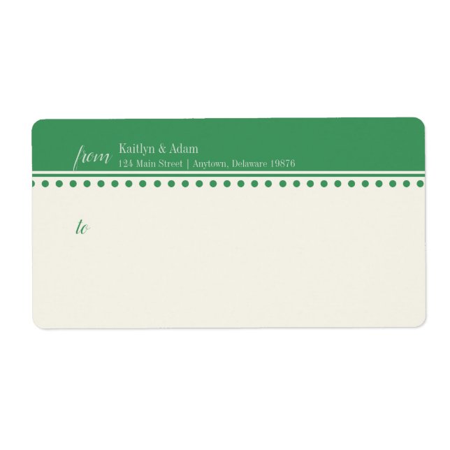 Caroline Mailing Label, Green (Front)