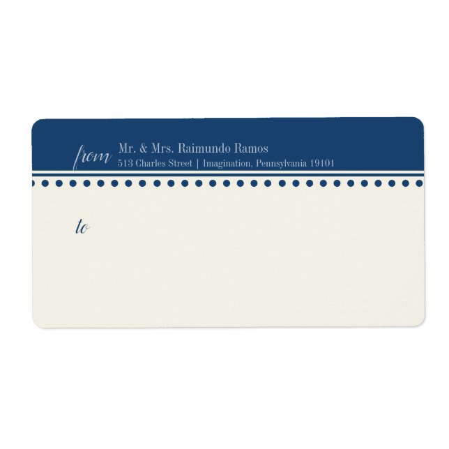Caroline Mailing Label, Navy Blue (Front)