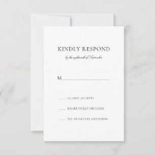 Caroline Simple Black Calligraphy Classic Wedding RSVP Card