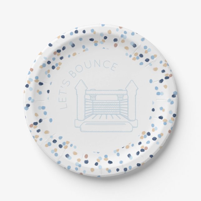 Caroline Watercolor Dots Bounce House Paper Plate (Front)