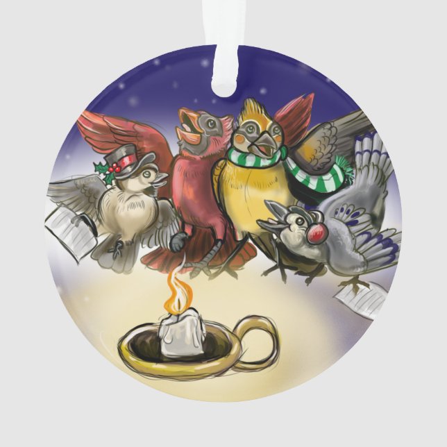 Caroling Birds Christmas Ornament (Back)