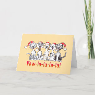 Caroling Cats in Santa Hats Christmas Card