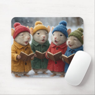 Caroling Christmas Mice In Snow Mouse Pad