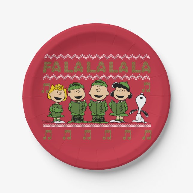 Caroling Christmas Sweater Graphic Paper Plate (Front)