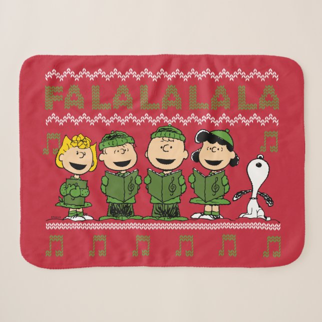 Caroling Christmas Sweater Graphic Sherpa Blanket (Front (Horizontal))