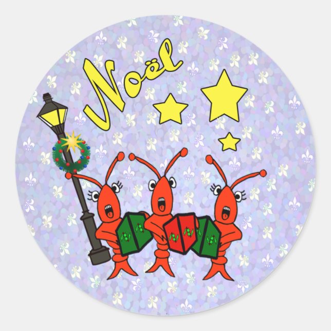 Caroling Crawfish (Lobster) Noel Stickers (Front)