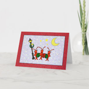 Caroling Crawfish / Lobster Trio Christmas Card