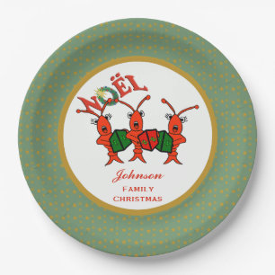 Caroling Crawfish Lobsters Noel Paper Plate