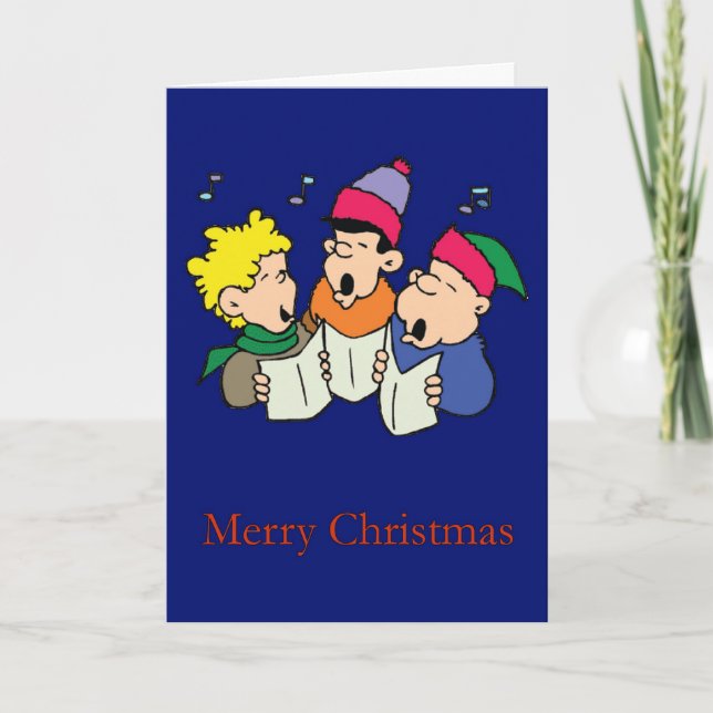 Caroling Garçons - Carte de Noël (Devant)