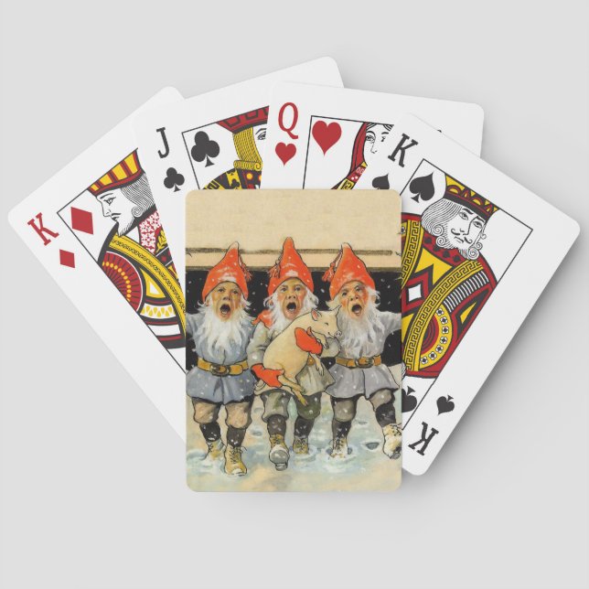 “Caroling Gnomes” by Jenny Nystrom Playing Cards (Back)