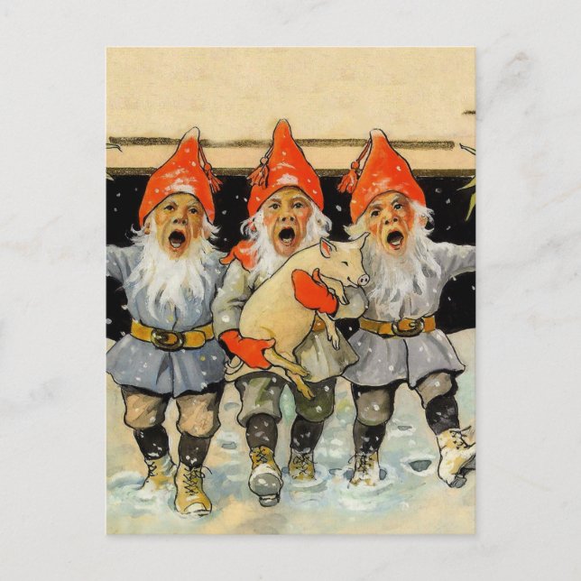 “Caroling Gnomes” by Jenny Nystrom Postcard (Front)