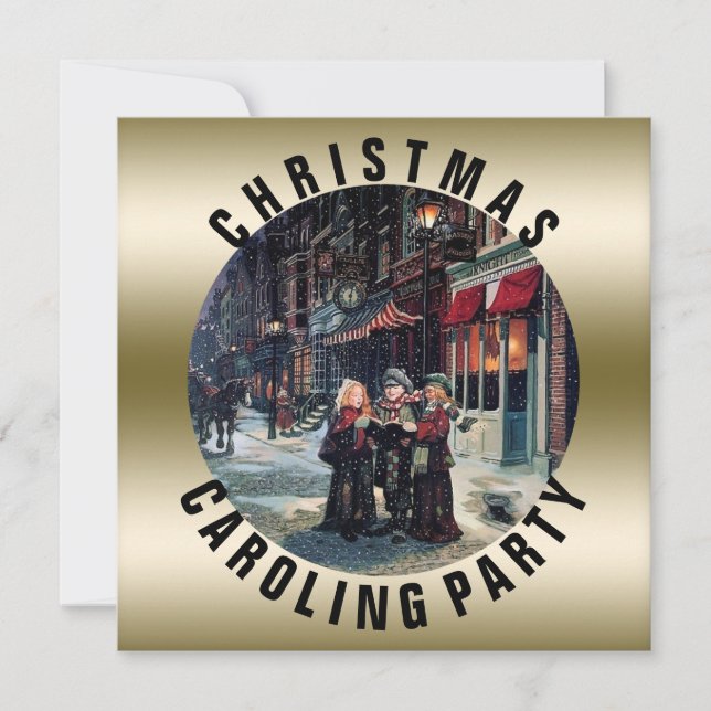 Caroling Party | Victorian Christmas Holiday Invitation (Front)