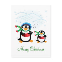 Caroling Penguins - Deck the Halls Postcard