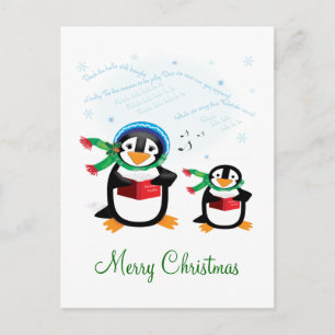 Caroling Penguins - Deck the Halls Postcard