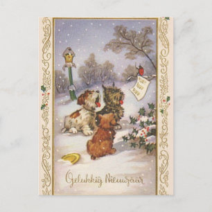 Caroling Pups Postcard