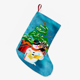 Caroling Snowman Small Christmas Stocking