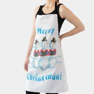 Caroling Snowmen, Merry Christmas, aprons
