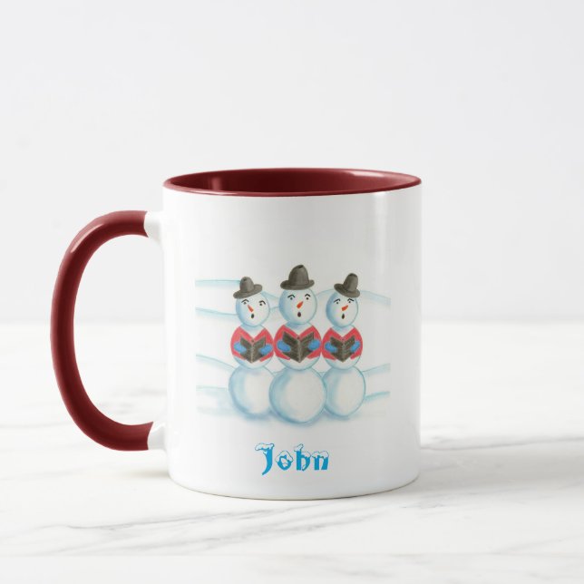 Caroling Snowmen Mugs de Noël personnalisés (Gauche)