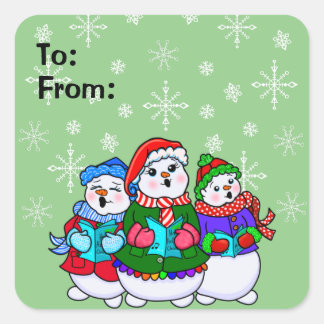 Caroling Snowpeople Christmas Gift Tag Stickers