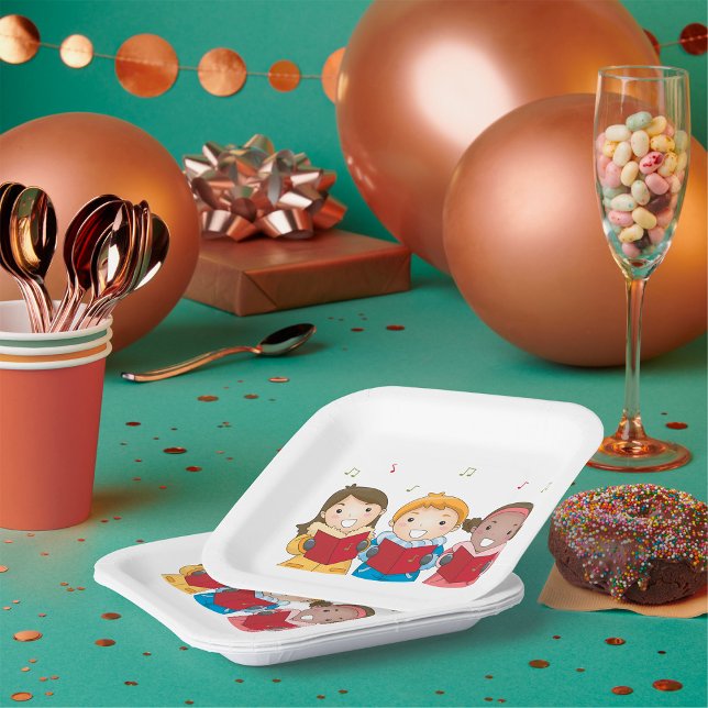 Carolling Children Paper Plate (Creator Uploaded)