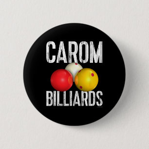 Carom Billiards Shirt - Cool Distressed Text  2 Inch Round Button