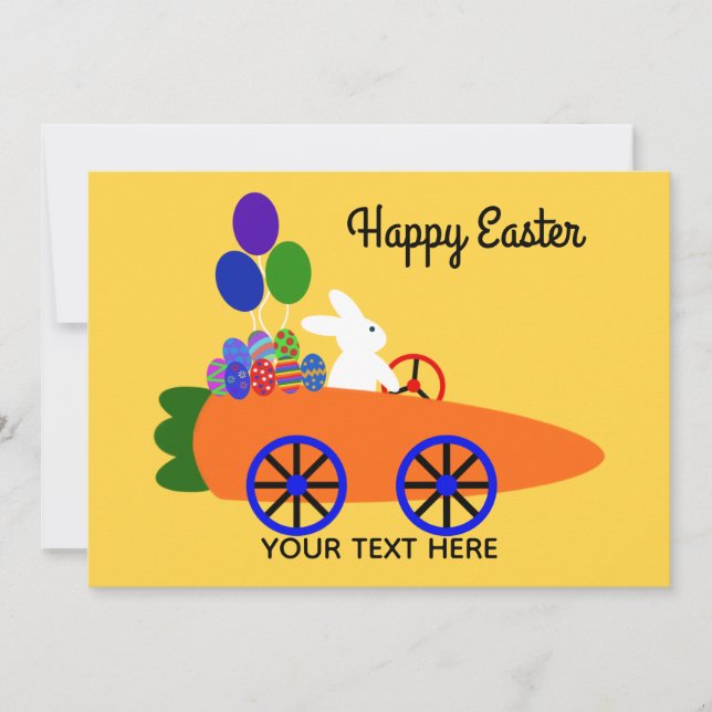 Carotte de Pâques Bunny Riding Voiture #3-2 Carte  (Devant)