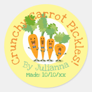 Carottes mignonnes cornichons dessin étiquette