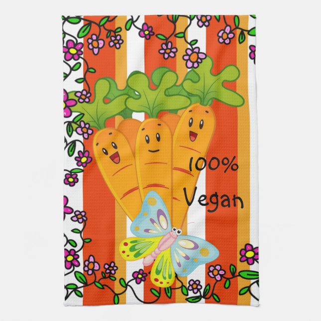 Carottes Orang Stripe 100% Vegan Cuisine Serviette (Vertical)
