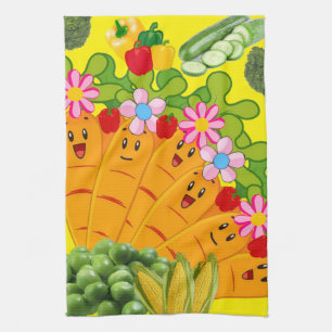 Carottes Pees Floral Cuisine Serviette à main