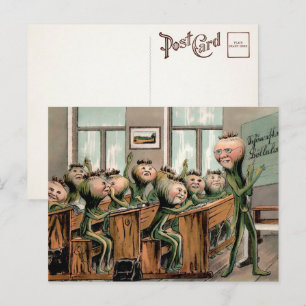 Carottes Vintage dans une carte postale scolaire 