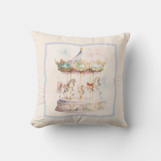 Carousel Art Pillow Whimsical Nursery Decor