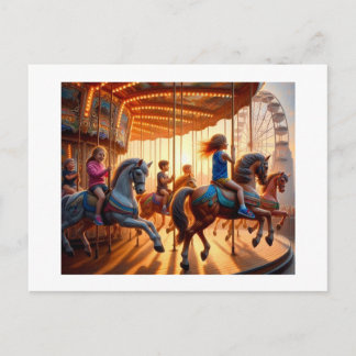 Carousel At Sunset,  Postcard