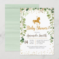 Carousel Baby Shower invitation Greenery