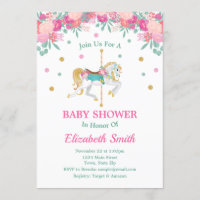 Carousel Baby Shower Invitation Merry Go Round